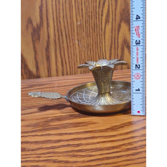 Vintage Pineapple Motif Brass Chamberstick Candleholder - Picture 2 of 6